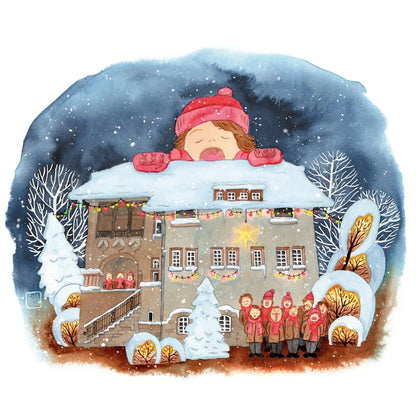 Weihnachtskarte 'Weihnachtssingen' mit Umschlag aus Kraftpapier | umweltfreundlich - Carasusan