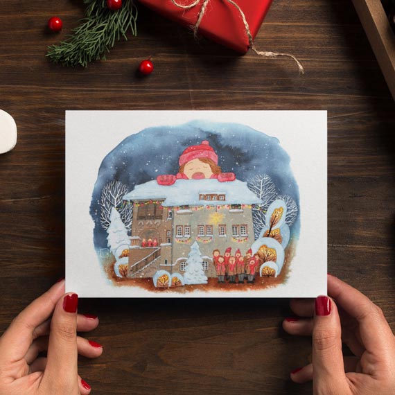 Weihnachtskarte 'Weihnachtssingen' mit Umschlag aus Kraftpapier | umweltfreundlich