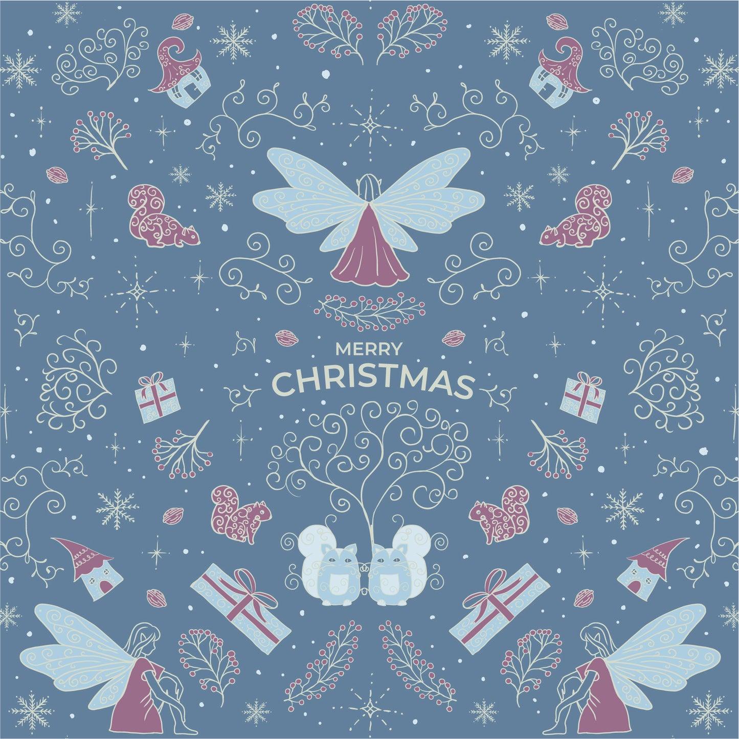 Christmas gift paper 'Winter elves' | light blue | 50x70cm
