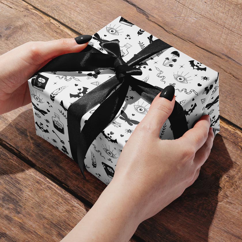 Wrapping paper with magic symbols 'Witchy Things' | 50x70cm | white