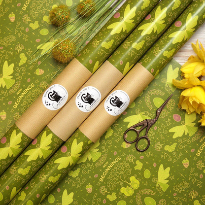 Geschenkpapier apfelgrün 'Frühlingsfeen' 50x70cm - Carasusan