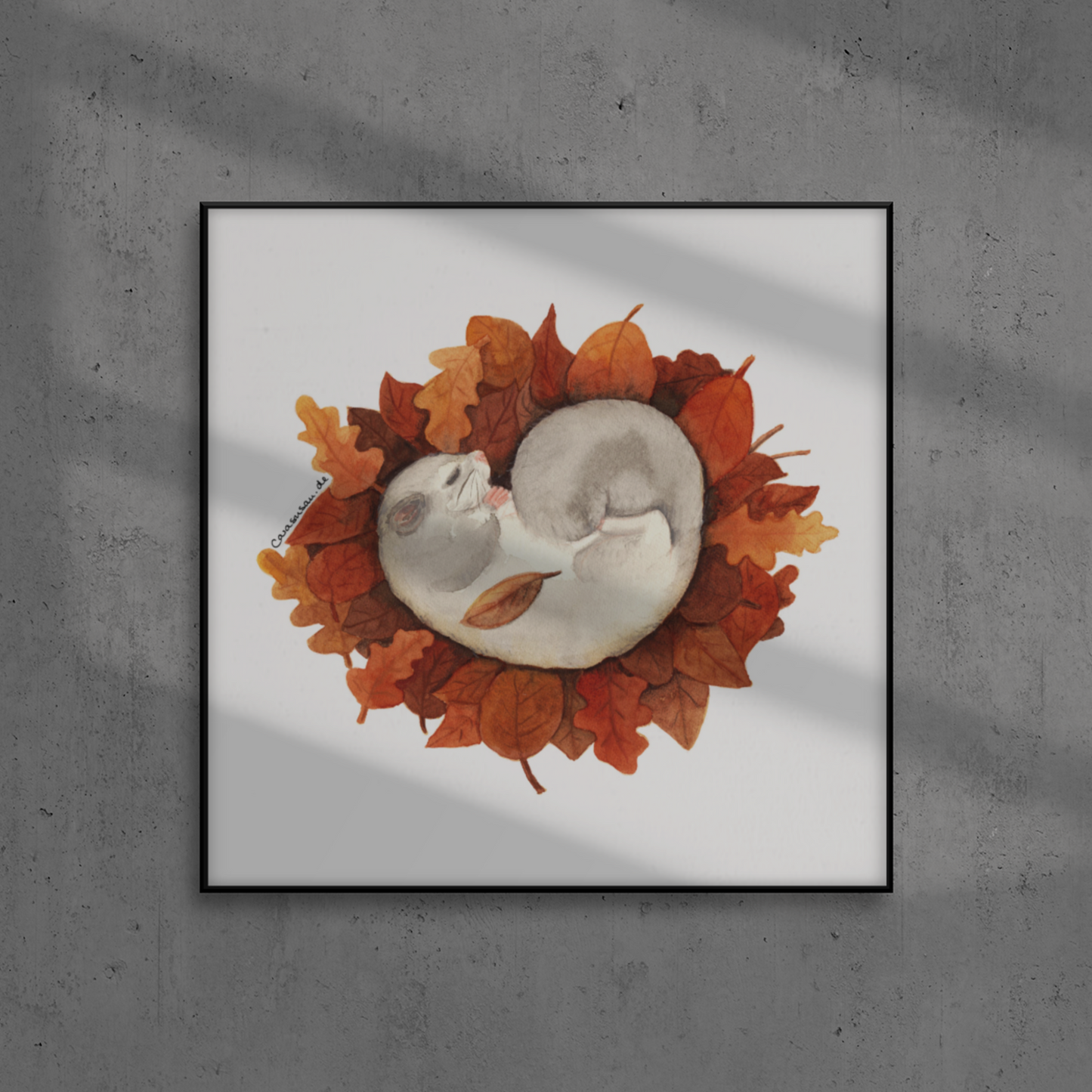 Art print 'Dormouse' | fall watercolor painting | 31x28cm -  hand signed
