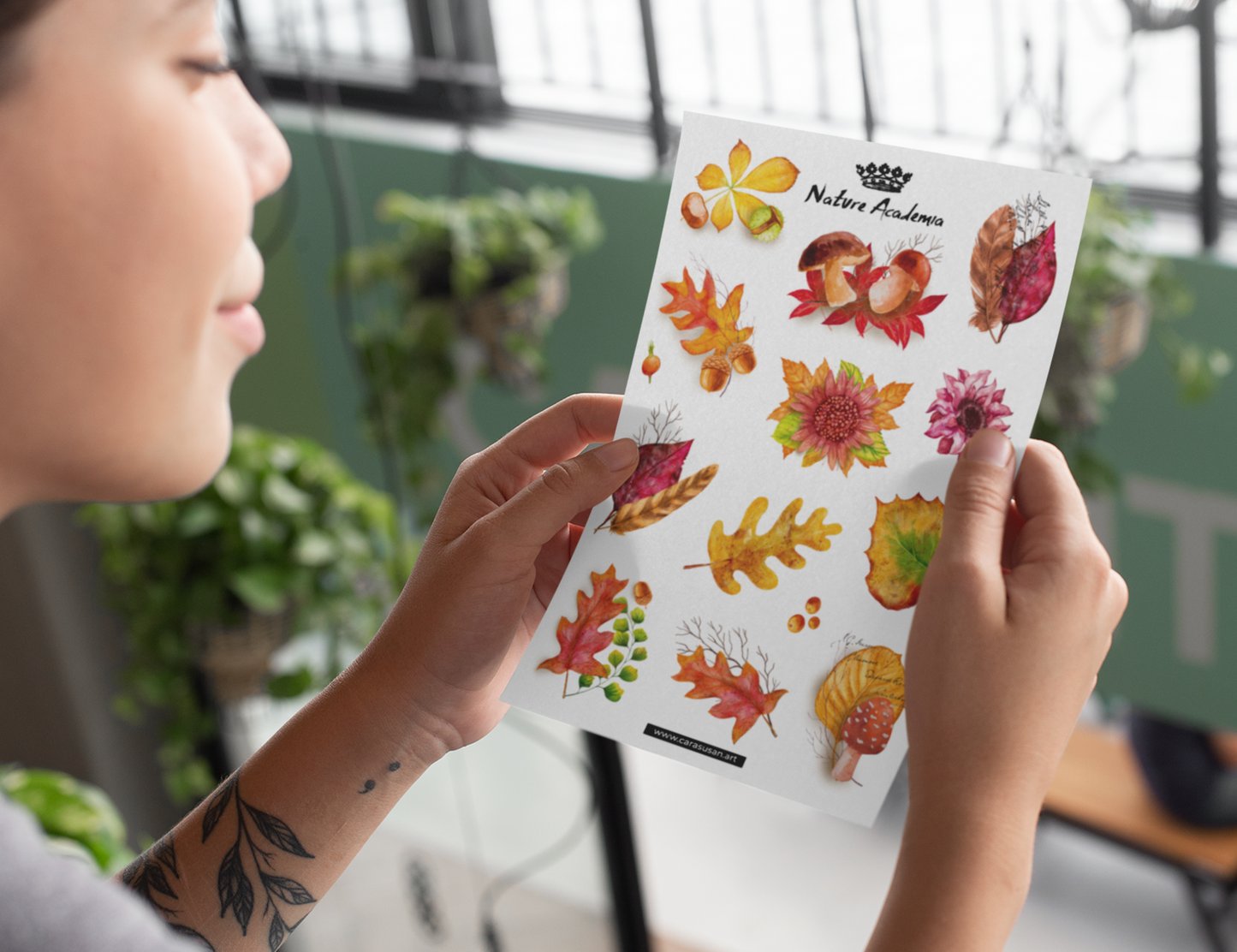 Stickerbogen 'Herbstlaub' botanische Illustrationen für Bullet Journaling, Deko und mehr