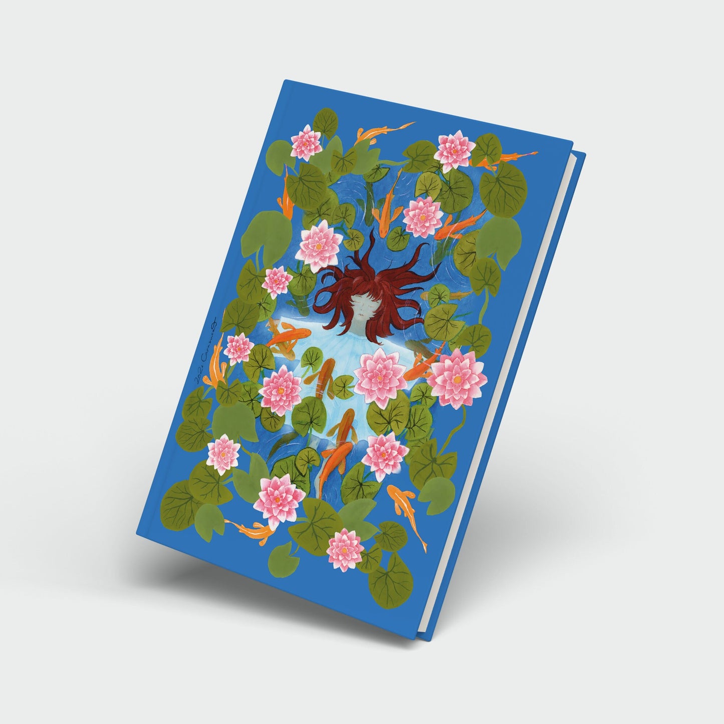 Diary 'Waterlily Girl' DinA5 blank with ribbon bookmark