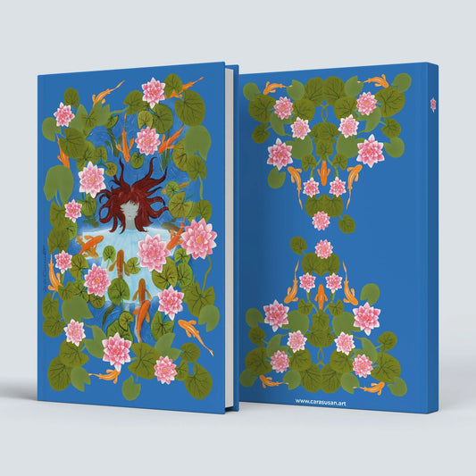 Tagebuch 'Waterlily Girl' DinA5 blanko mit Lesebändchen - Carasusan