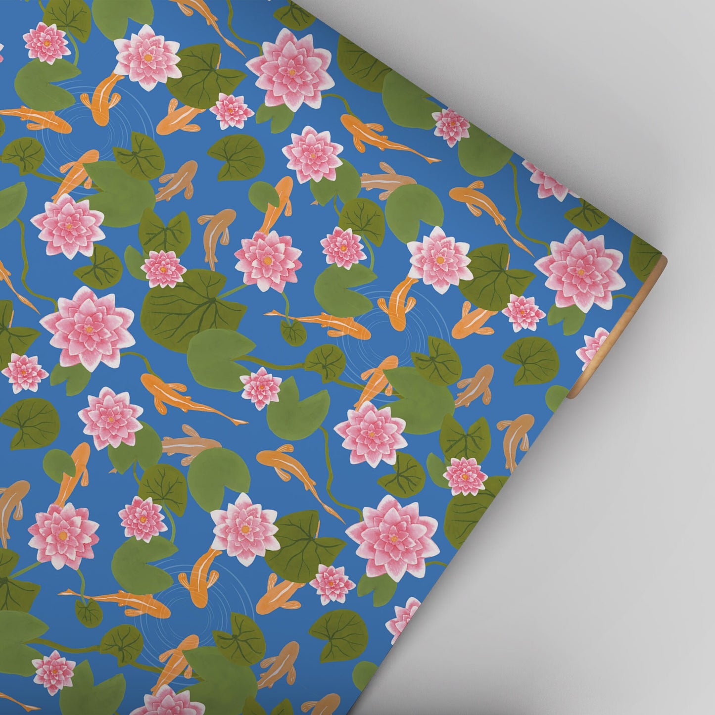 Wrapping paper 'Waterlily' 50x70cm with water lilies and goldfish