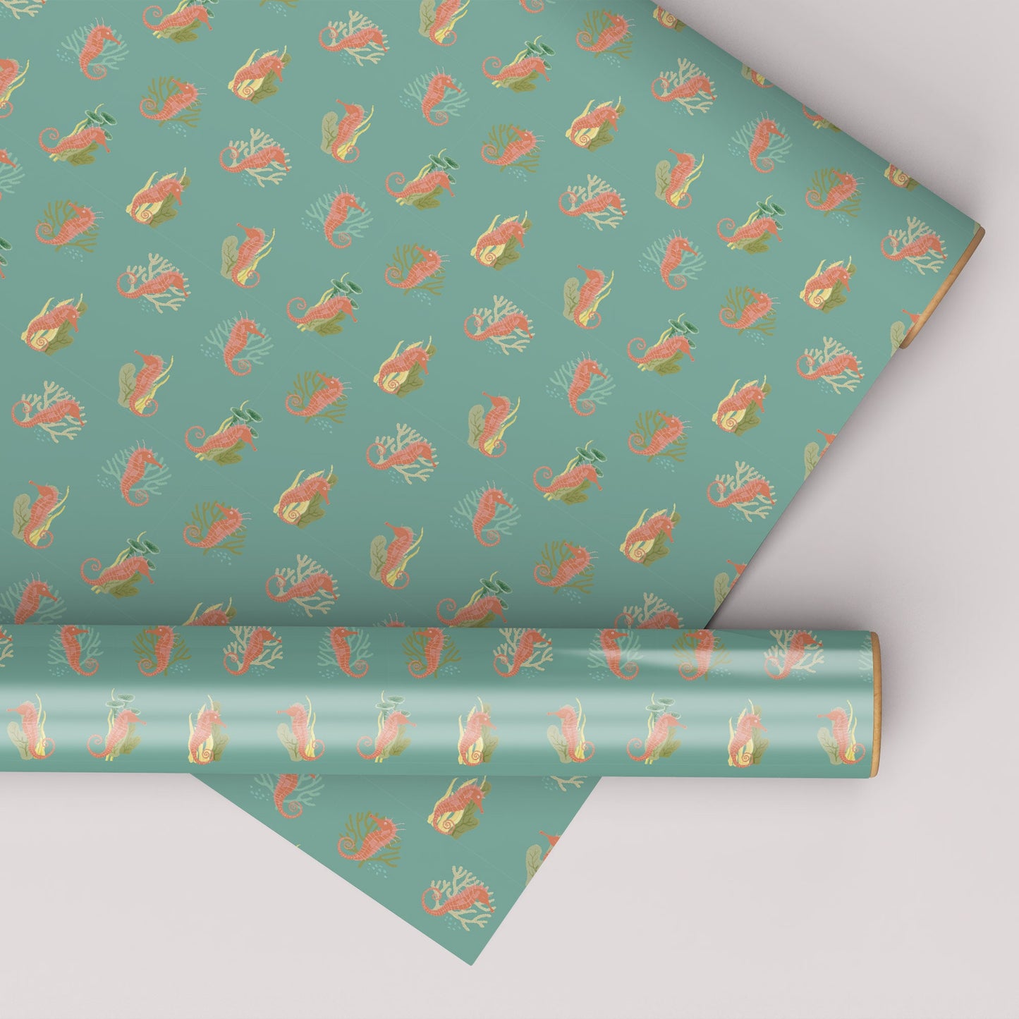 Wrapping paper 'Seahorse' 48x69cm turquoise