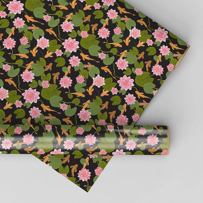 Geschenkpapier 'Waterlily' 49x68cm mit Seerosen und Kois - Carasusan