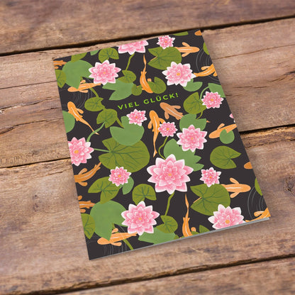 Glückwunschkarte 'Viel Glück' mit Umschlag aus Kraftpapier - Carasusan