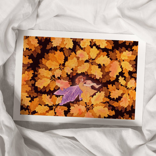 Herbstelfe - Herbstlicher Kunstdruck Aquarell- 37x29cm - handsigniert