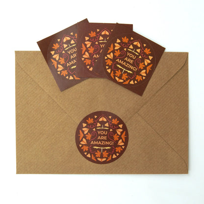 Briefsiegel 'Herbstlaub' | Herbstliches Aufkleber-Set mit Umschlägen aus Kraftpapier | umweltfreundlich - Carasusan