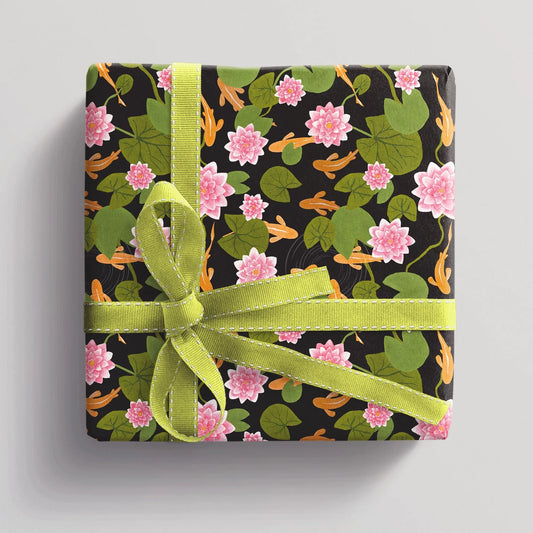 Geschenkpapier 'Waterlily' 49x68cm mit Seerosen und Kois - Carasusan