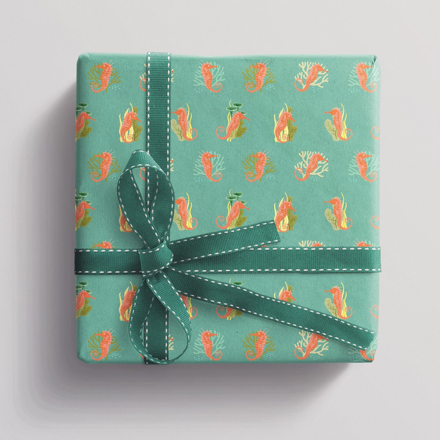Wrapping paper 'Seahorse' 48x69cm turquoise