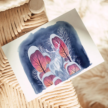 Postkarten-Set "Wintermärchen" Aquarell DinA6 Winter Schnee - Carasusan