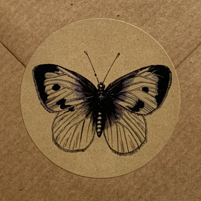 Briefsiegel 3x Schmetterling + 3x Vintage Handwriting | Dark Academia Sticker | 50mm rund - Carasusan