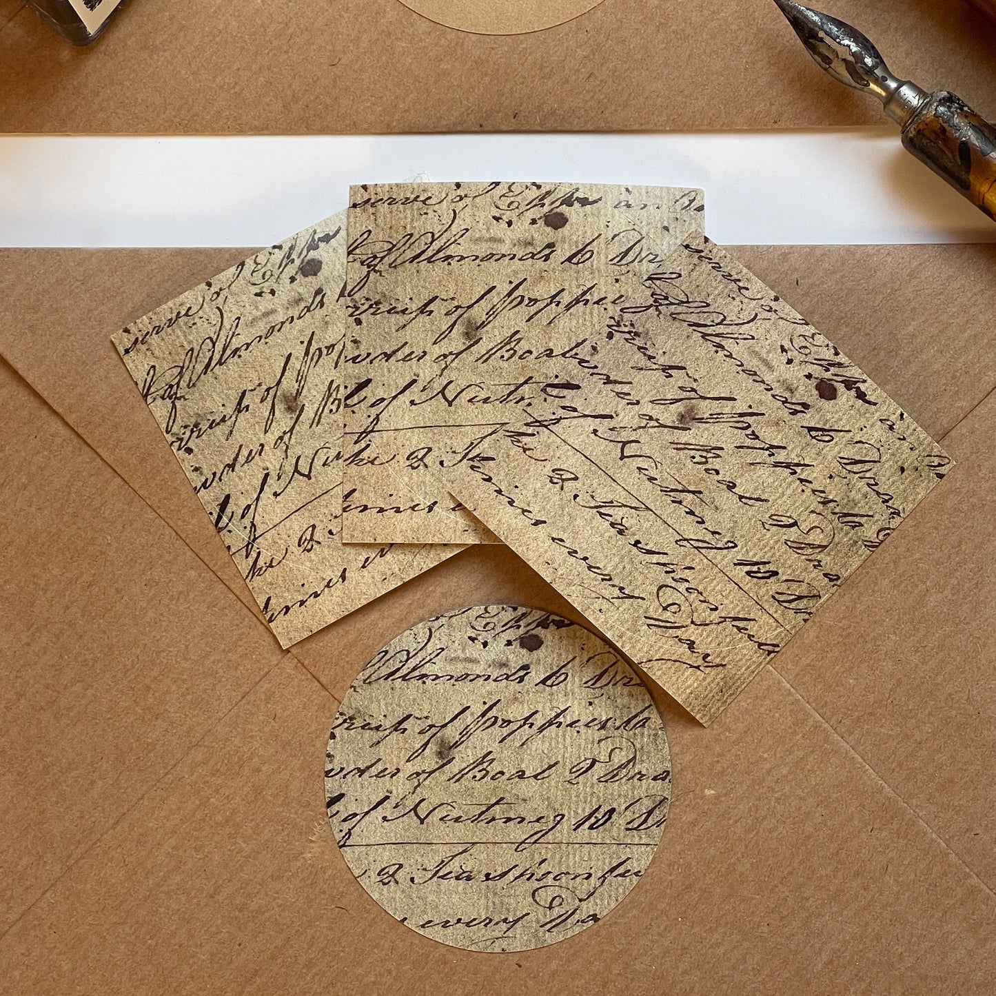 Briefsiegel 3x Schmetterling + 3x Vintage Handwriting | Dark Academia Sticker | 50mm rund