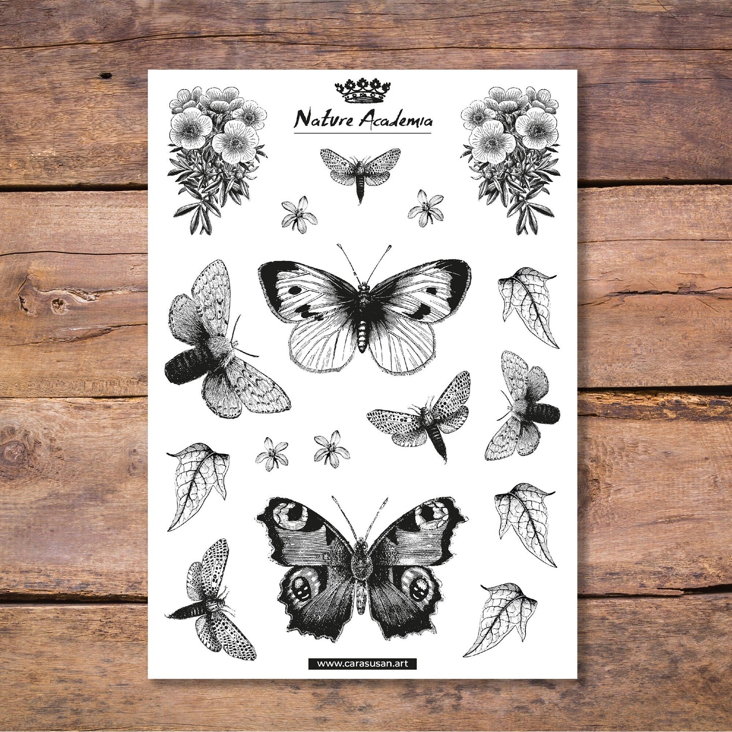 Stickerbogen 'Schmetterlinge und Blüten' für Journaling, Deko und mehr