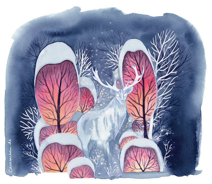 Postkarten-Set "Wintermärchen" Aquarell DinA6 Winter Schnee - Carasusan