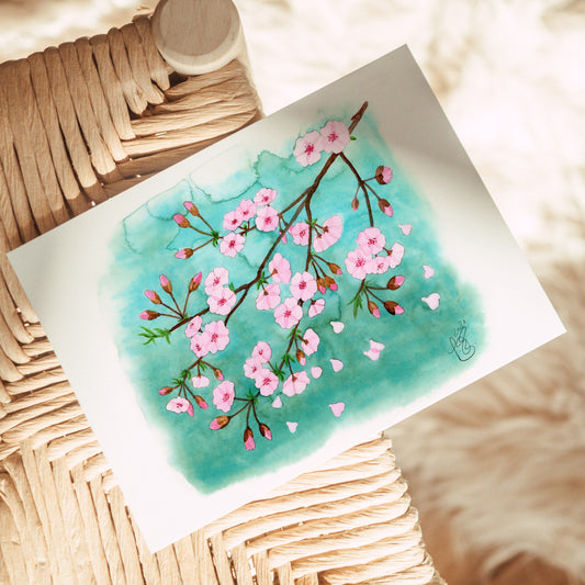 Postcard 'Cherry Blossoms' Watercolor DinA6 Penpal