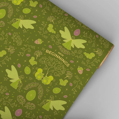 Geschenkpapier apfelgrün 'Frühlingsfeen' 50x70cm - Carasusan