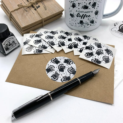 6 Briefsiegel Aufkleber 50mm Kätzchen - umweltfreundlich aus Papier - Carasusan