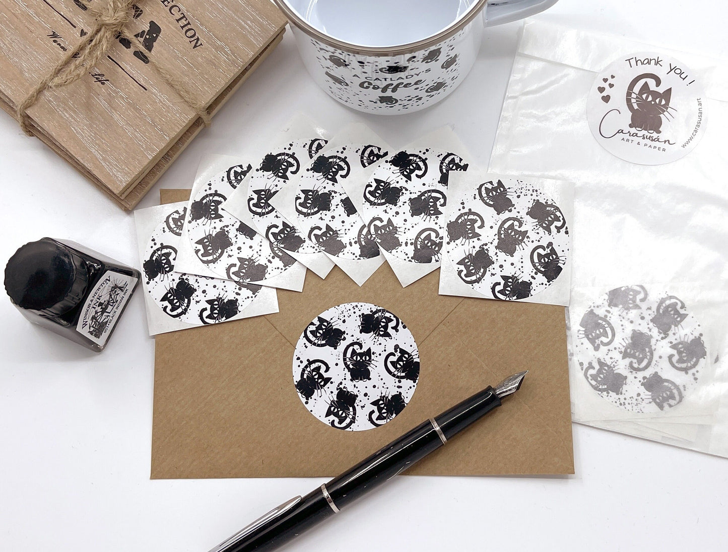 6 Briefsiegel Aufkleber 50mm Kätzchen - umweltfreundlich aus Papier