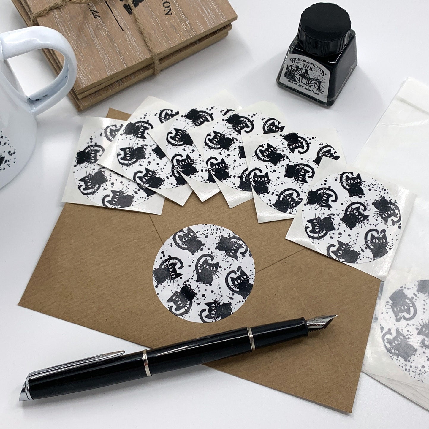 6 Briefsiegel Aufkleber 50mm Kätzchen - umweltfreundlich aus Papier
