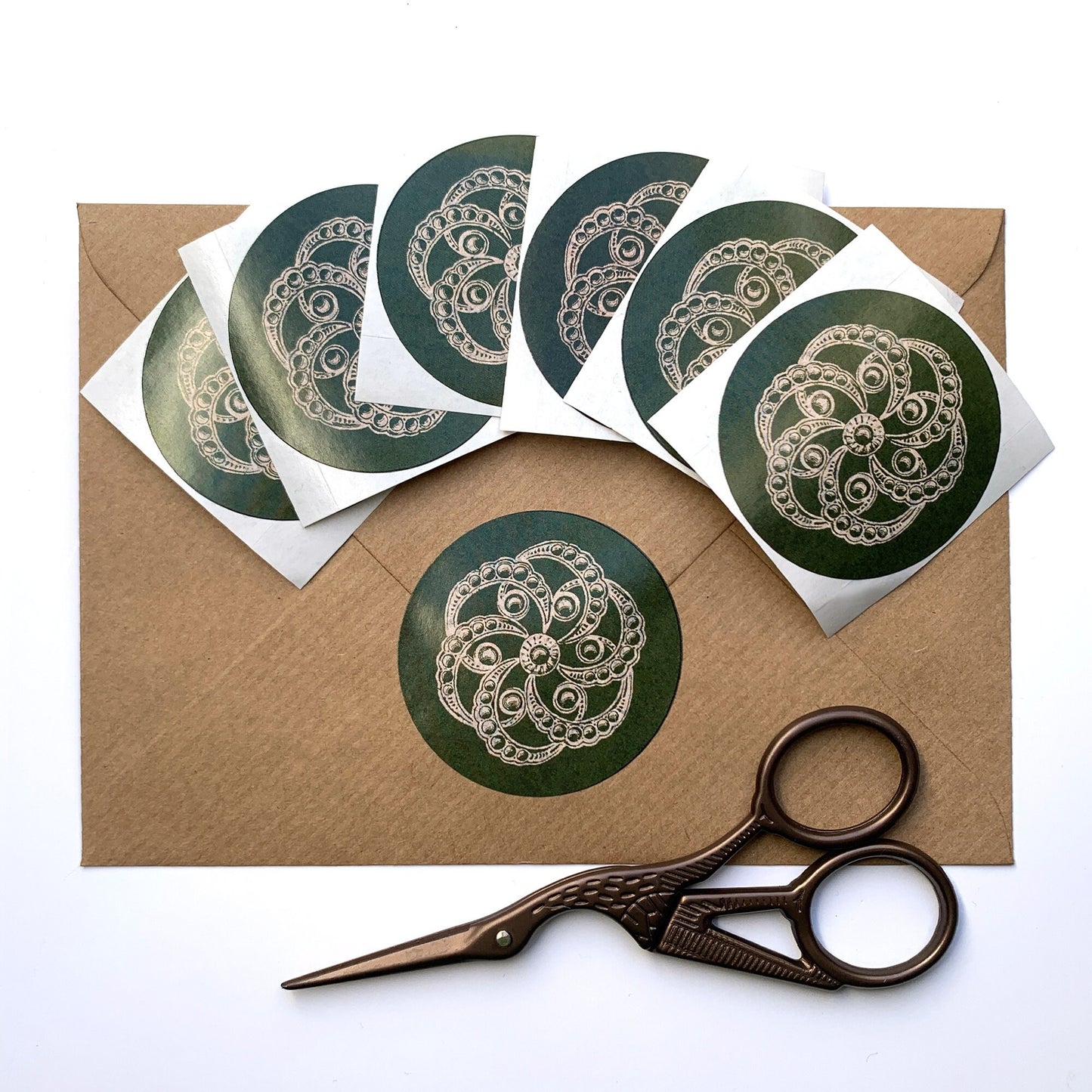 6 letter seal stickers 'Nature Academia II' 50mm round