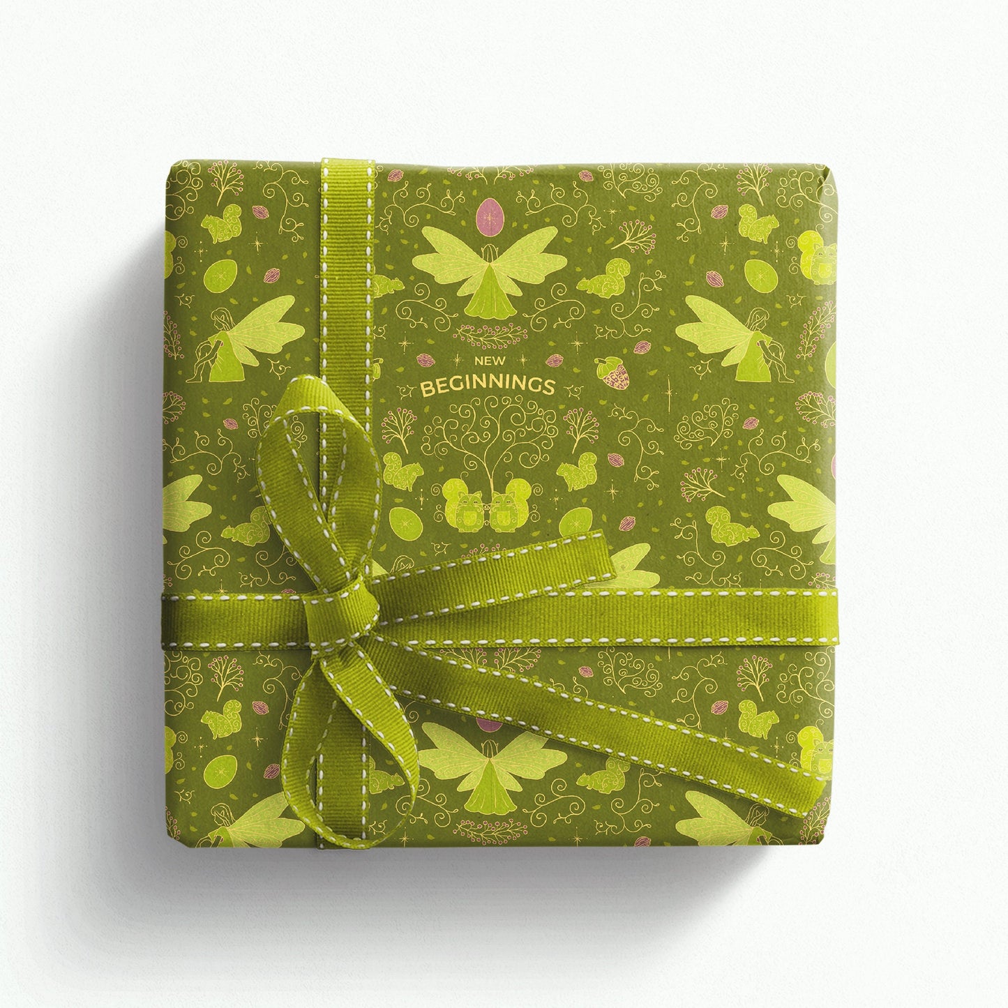Geschenkpapier apfelgrün 'Frühlingsfeen' 50x70cm