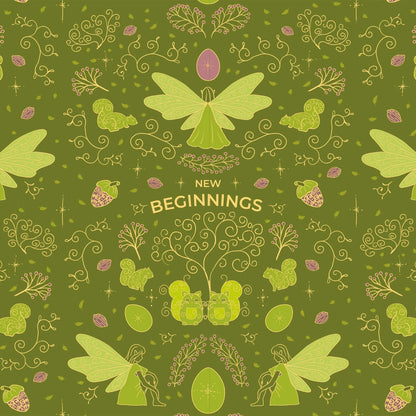 Geschenkpapier apfelgrün 'Frühlingsfeen' 50x70cm - Carasusan