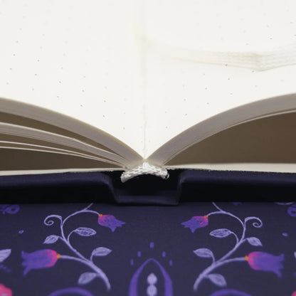 Journaling Set Romantische Blüten violett | Notizbuch mit Punktraster, 3 Stickerbogen, 2x Washi Tape | Boho Folklore Cottagecore Tagebuch - Carasusan