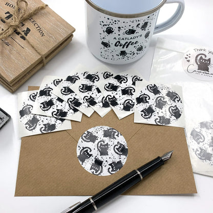 6 Briefsiegel Aufkleber 50mm Kätzchen - umweltfreundlich aus Papier - Carasusan