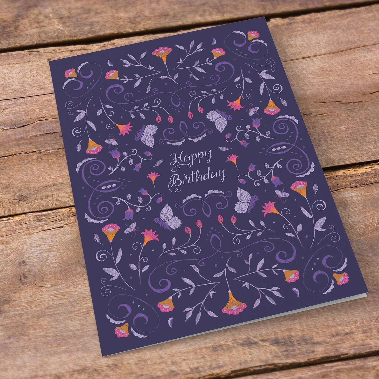 Geburtstagskarte 'Geheimer Garten' DinA6 mit Umschlag aus Kraftpapier