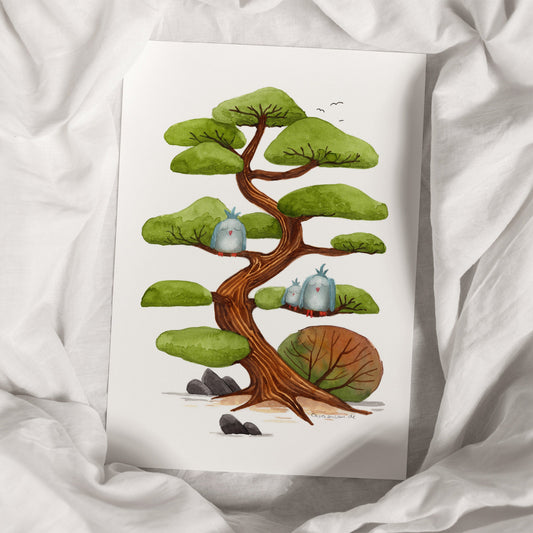 Art print 'Cloud Pine' on fine watercolor paper - hand-signed and limited
