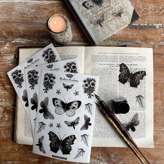Stickerbogen 'Schmetterlinge und Blüten' für Journaling, Deko und mehr