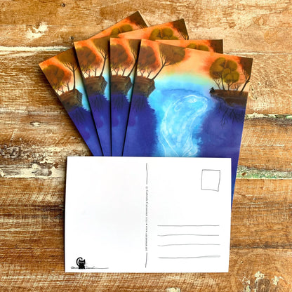 Postkarte mit Fantasymotiv 'Geist der Tiefe' Aquarell DinA6 - Carasusan