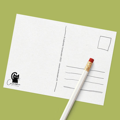 Postkarte "Zauberer im Pilzwald" Aquarell DinA6 - Carasusan