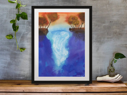 Aquarell 'Wassergeist' Kunstdruck auf feinem Aquarellpapier 25x34cm - Carasusan