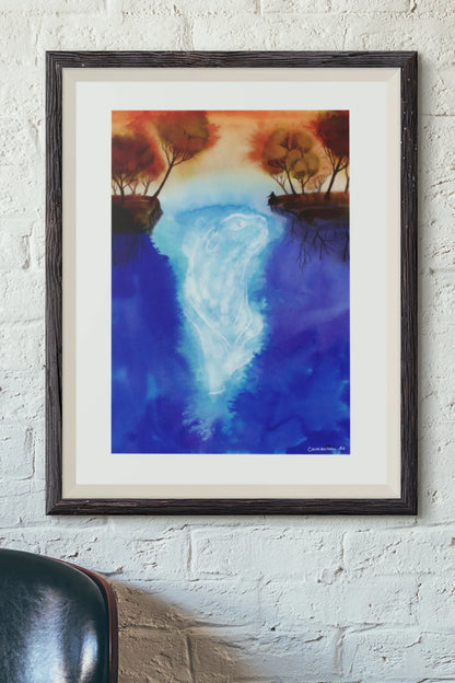 Aquarell 'Wassergeist' Kunstdruck auf feinem Aquarellpapier 25x34cm - Carasusan